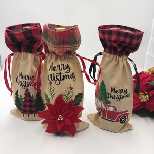 Christmas Wine bottle gift bags,  Set of 3 New